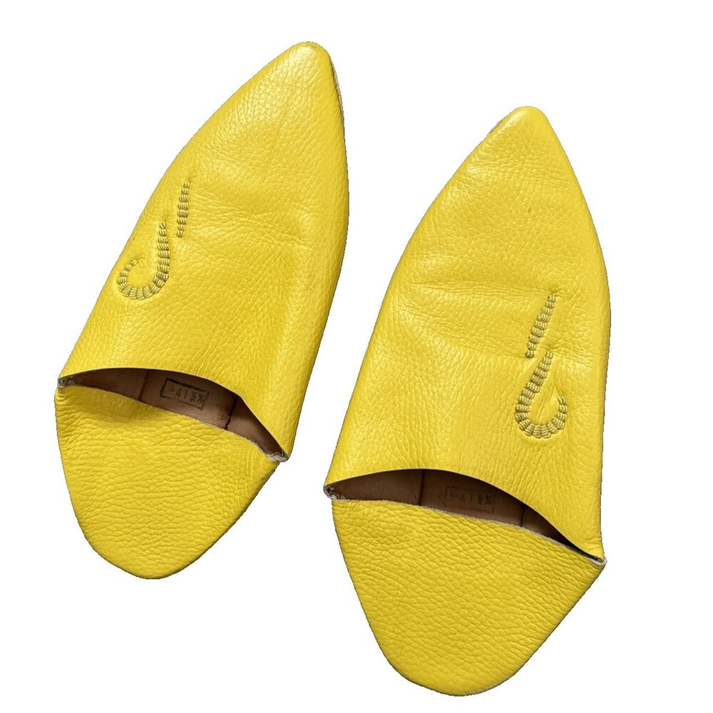 Royal Extra PES Authentic Yellow Moroccan Babouche Slippers Women's Size 7.5